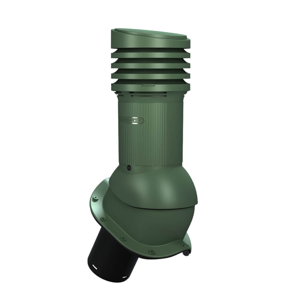 Ventilatsiooni-läbiviik-viielainelisele-laineplaadile-Wirplast-Perfekta-E-roheline-Ø125mm,-soojustatud