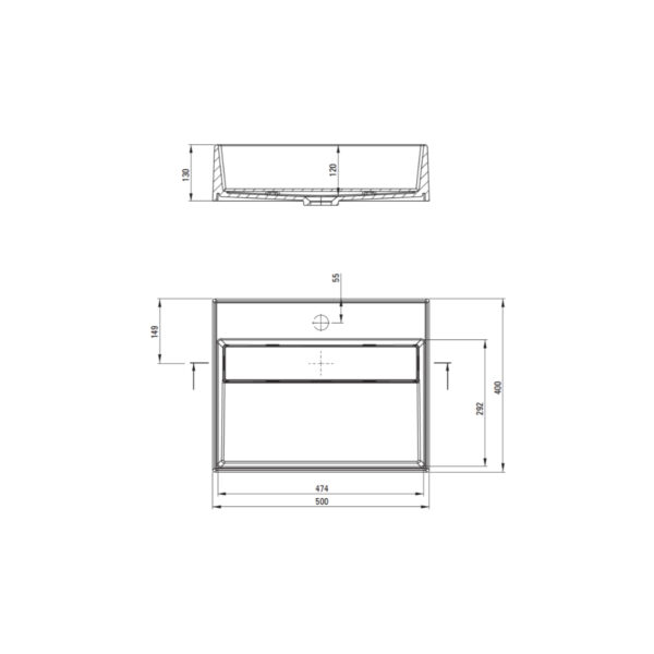 Pinnapealne-valamu-Correo-50x40x13-cm,-valge-graniit-joonis