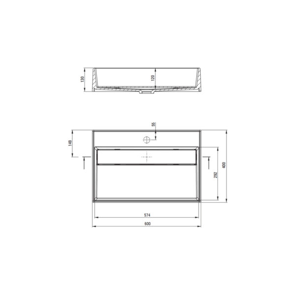 Pinnapealne-valamu-Correo-60x40x13-cm,-valge-graniit-joonis
