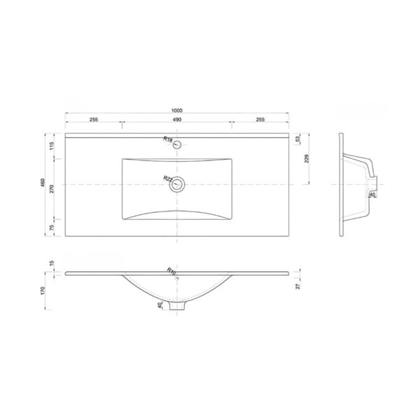 Vannitoavalamu-Plan-100x46-cm,-valge-keraamika-joonis