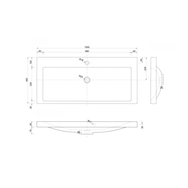 Vannitoavalamu-Zeen-100x46-cm,-valge-polümeerbetoon-joonis