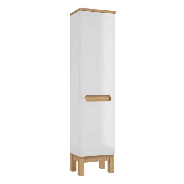 kõrge vannitoakapp-40-cm-SPACE-SYSTEM-C40-valge-kõrgläige-2-ust-5-riiulit-jalad-golden-oak-40×173×32