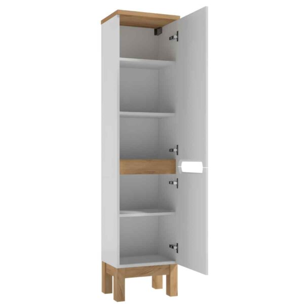 kõrge-vannitoakapp-40-cm-SPACE-SYSTEM-C40-valge-kõrgläige-2-ust-5-riiulit-jalad-golden-oak