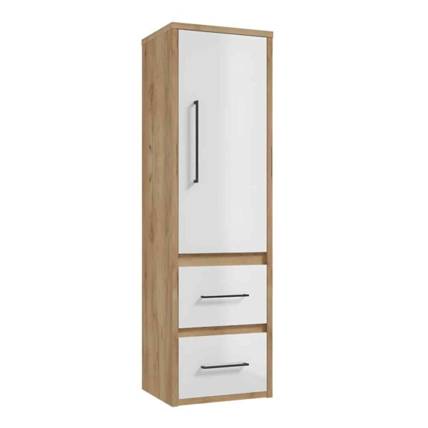 kõrge-vannitoakapp-46-cm-EMPOLI-C45-valge-kõrgläige-kuldtamm-seinale-kinnitatav-46×154×38