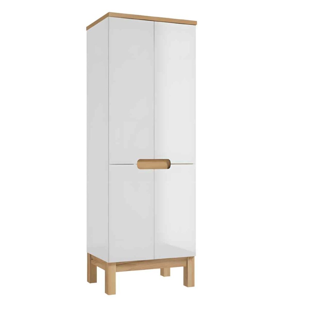 kõrge vannitoakapp-60-cm-SPACE-SYSTEM-C60-valge-kõrgläige-4-ust-jalad-golden-oak-60×173×46