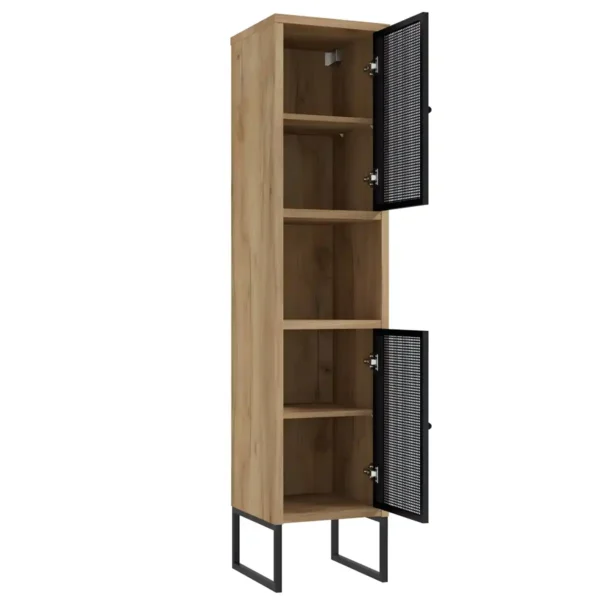 kõrge-vannitoakapp-FIORA-C35-must-metall-uksed-kuldtamme-dekoor