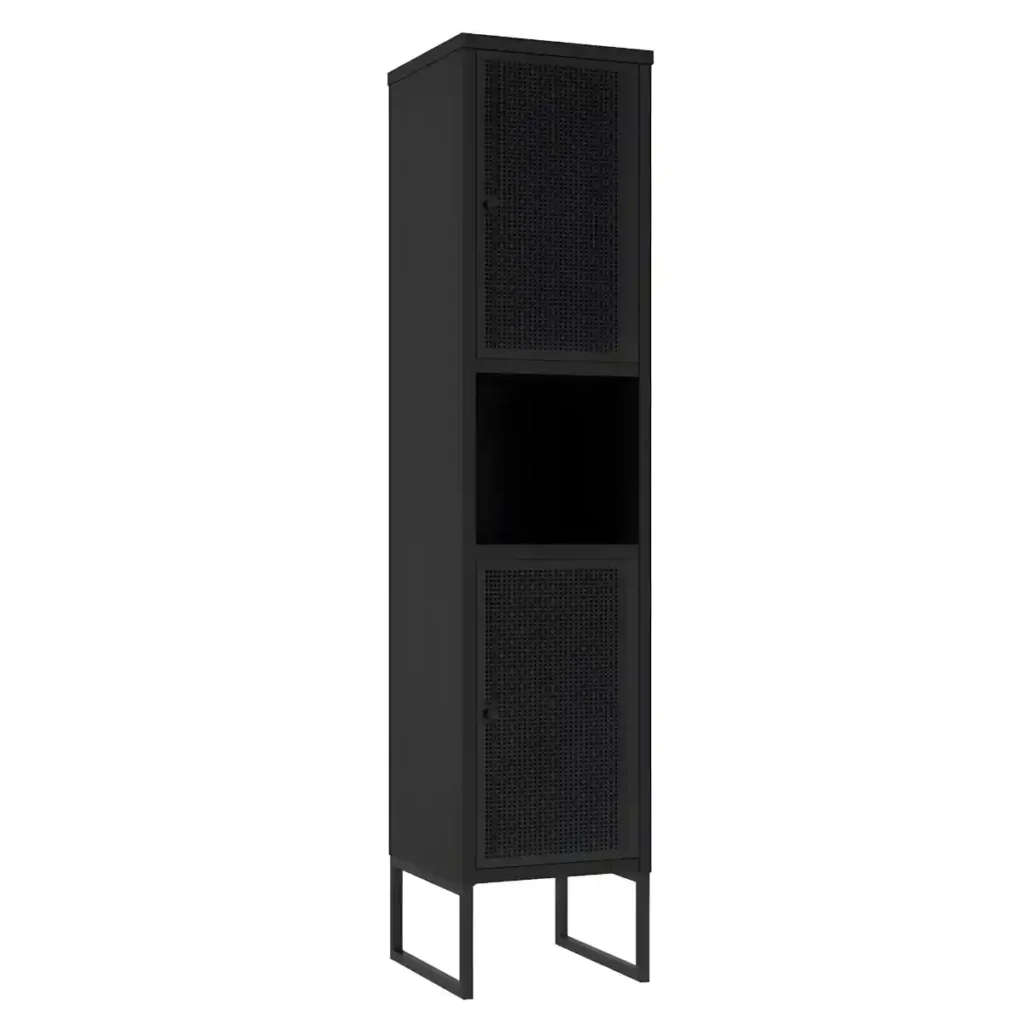 kõrge vannitoakapp-FIORA-C35-must-metall-uksed-must-korpus-jalgadel-30x170x38