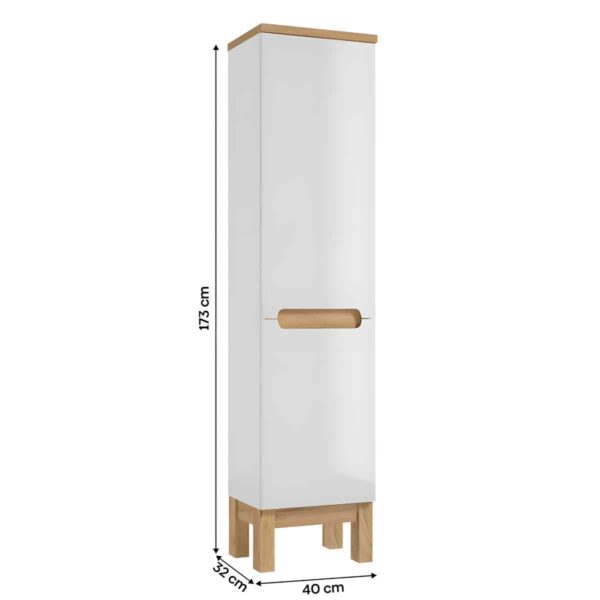 kõrge-vannitoakapp-SPACE-SYSTEM-C40-valge-kõrgläige-2-ust-5-riiulit-jalad-golden-oak-40×173×32