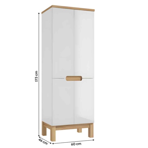 kõrge-vannitoakapp-SPACE-SYSTEM-C60-valge-kõrgläige-4-ust-jalad-golden-oak