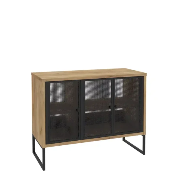 valamukapp-100-cm-FIORA-D100-must-metall-uksed-kuldtamme-dekoor-jalgadel