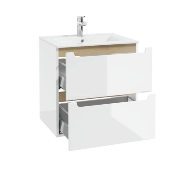 valamukapp-60-cm-STILLA-D60-valge-kõrgläige-2-sahtlit-Soft-Close-täisväljatõmme