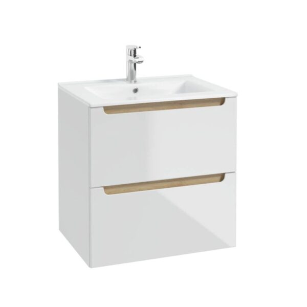 valamukapp-60-cm-STILLA-D60-valge-kõrgläige-2-sahtlit-Soft-Close-täisväljatõmme-60×60×45