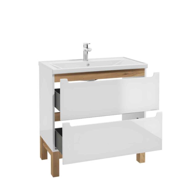 valamukapp-80-cm-SPACE-SYSTEM-D80-valge-kõrgläige-2-sahtlit-jalad-kuldtamm