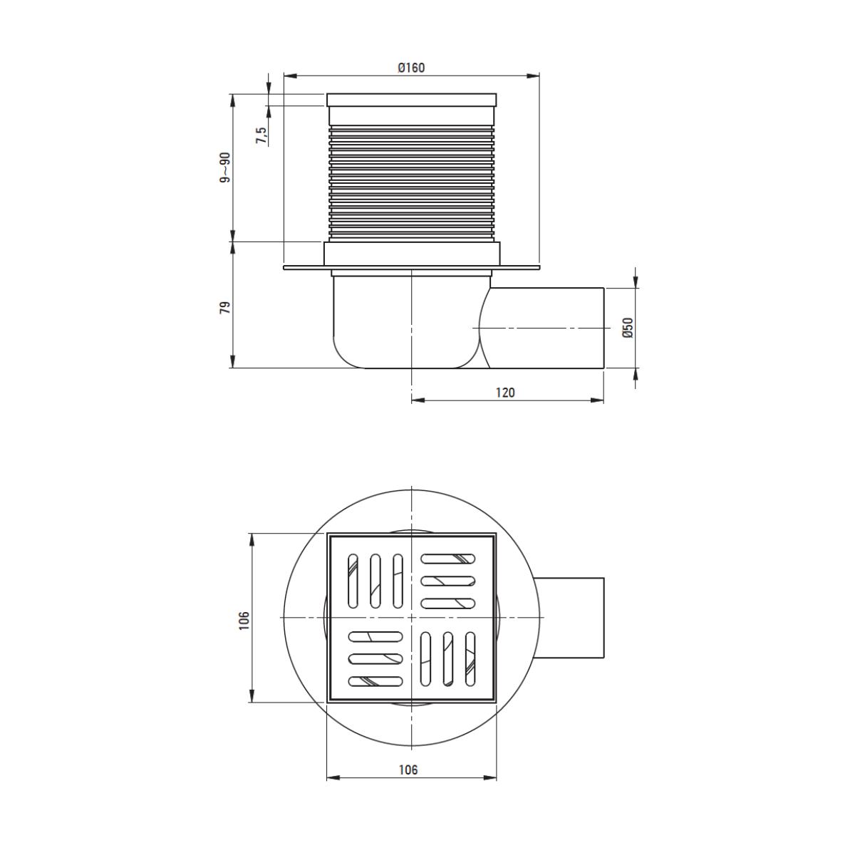 Dušitrapp-10.5-cm,-Deante-joonis