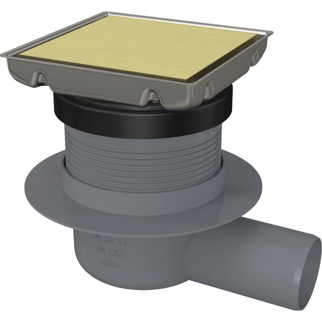 Dušitrapp-koos-äravoolu-ja-ümberpööratava-kattega-13-cm,-Deante-harjatud-kuld