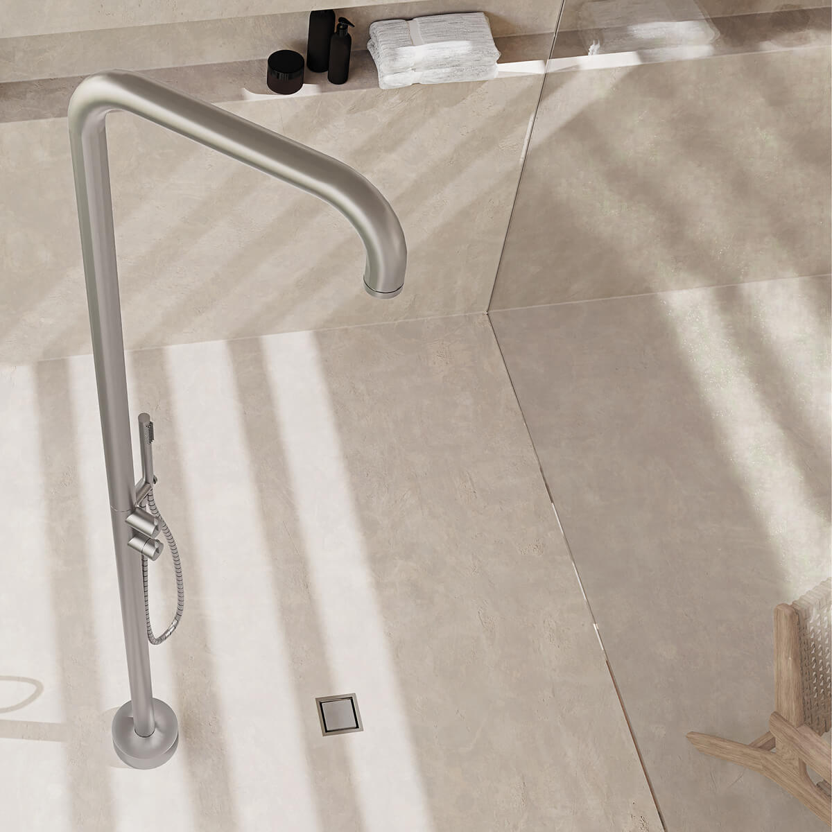 Dušitrapp-koos-äravoolu-ja-ümberpööratava-kattega-13-cm,-Deante-harjatud-teras-2