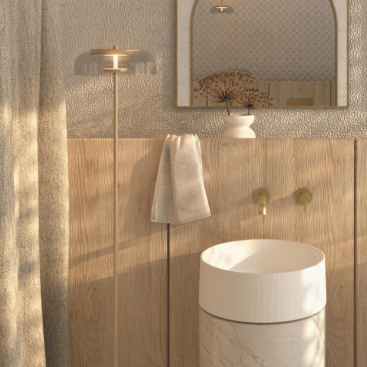 Harjatud-kuld-seinapealne-valamusegisti-Deante-Silia-20.8-cm,-messing-1