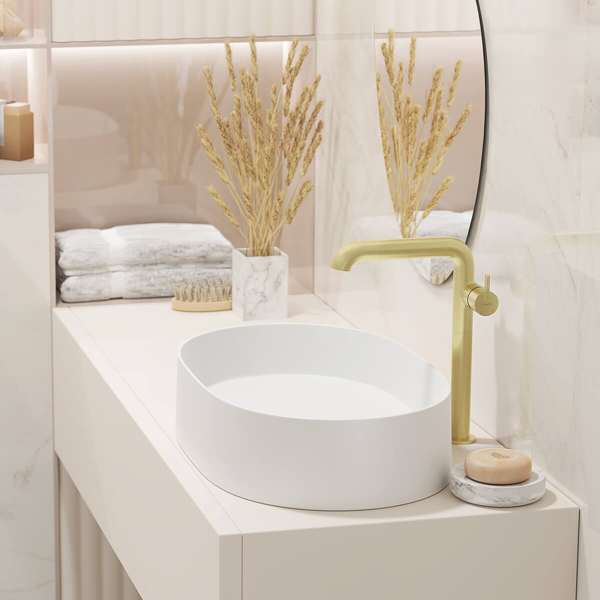 Harjatud-kuld-valamusegisti-Deante-Silia-30.5-cm,-messing-1