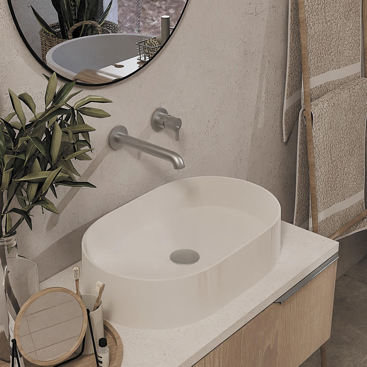 Harjatud-teras-seinapealne-valamusegisti-Deante-Silia-20.8-cm,-messing-4