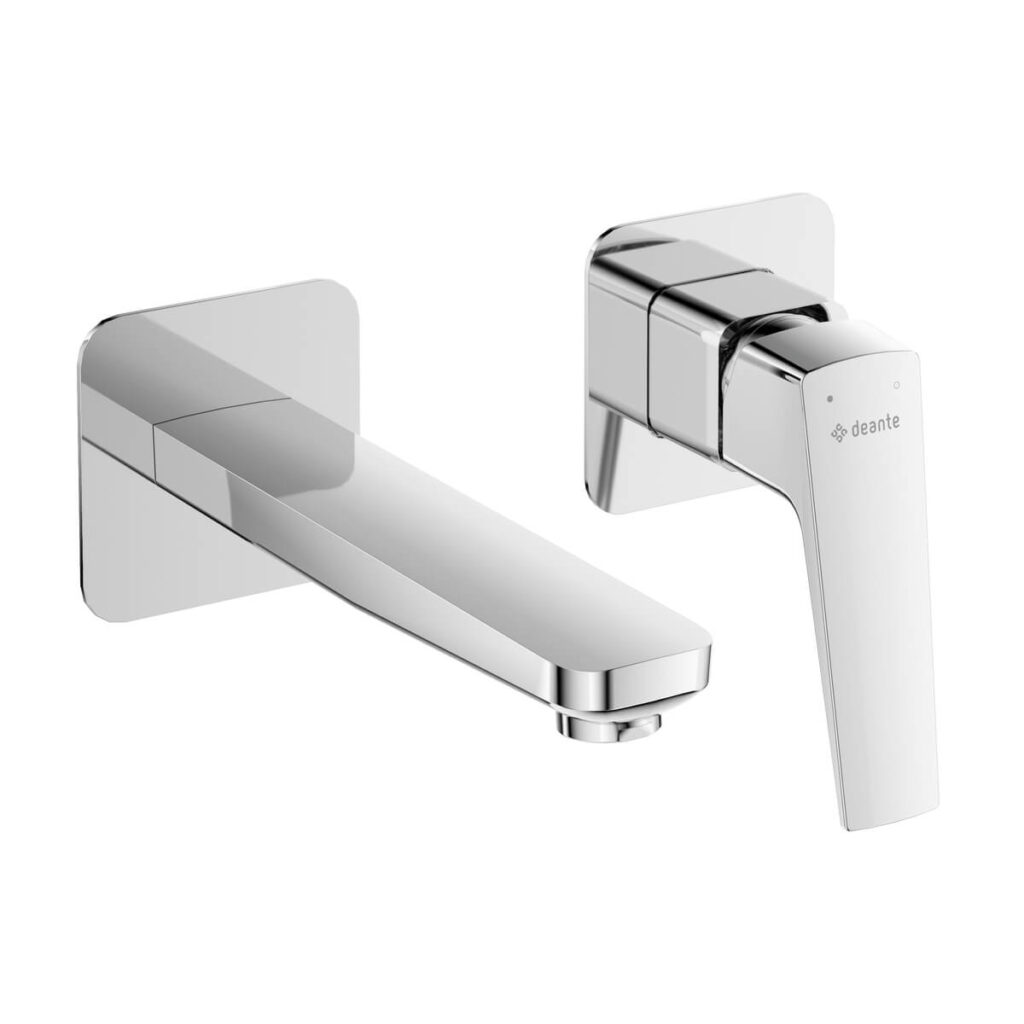 Kroomitud-seinapealne-valamusegisti-Deante-Blur-20-cm,-messing