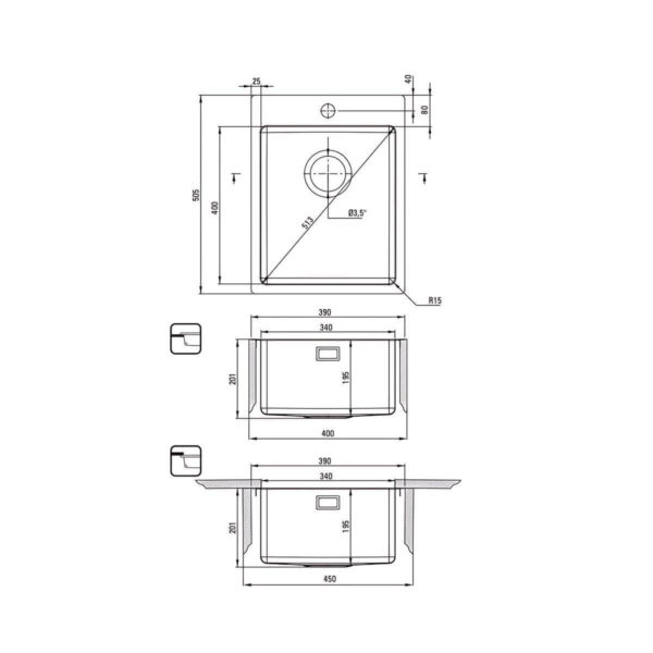 Köögivalamu-Olfato-Precious-39×50-cm,-integreeritav,-harjatud-kuld-roostevaba-teras-joonis