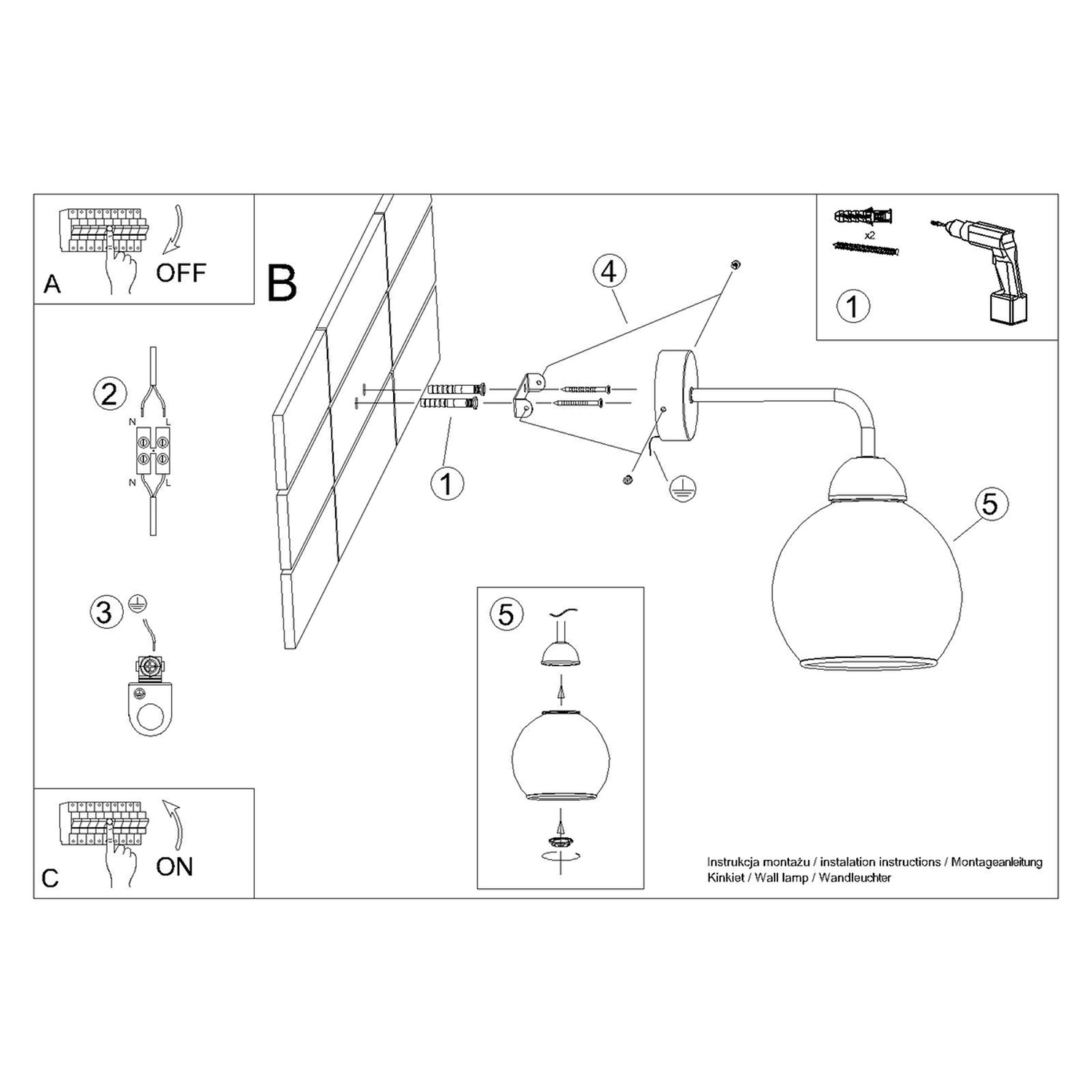 Seinalamp ALINO 1 must - Pilt 7