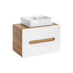 Töötasapinnaalune valamukapp Comad ARUBA WHITE 80 cm, Craft-tamm ja läikiv valge
