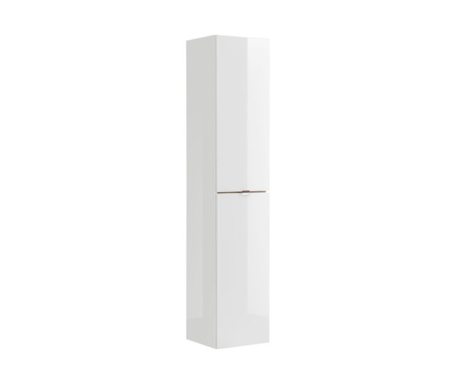 Kõrge vannitoakapp Comad CAPRI WHITE 35 cm, 2 ust, läikiv valge ja Craft-tamm