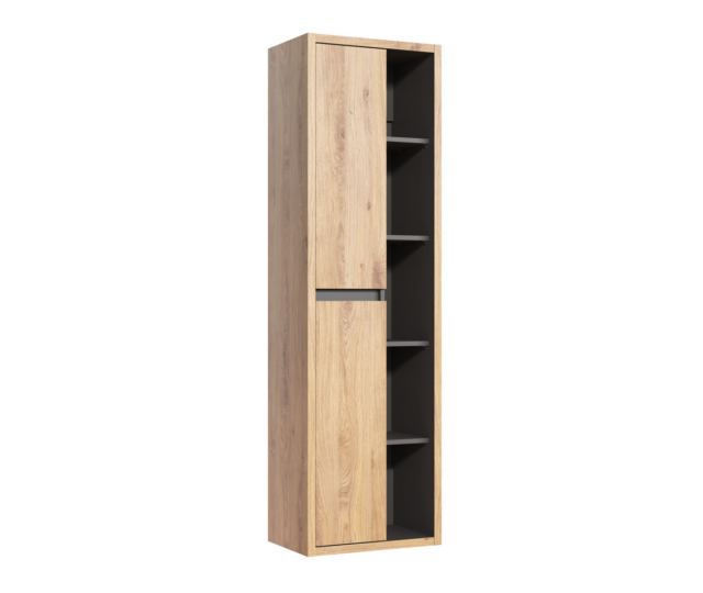 Kõrge vannitoakapp Comad Devon 50 cm, 2 ust, Shetlandi tamm ja grafiit
