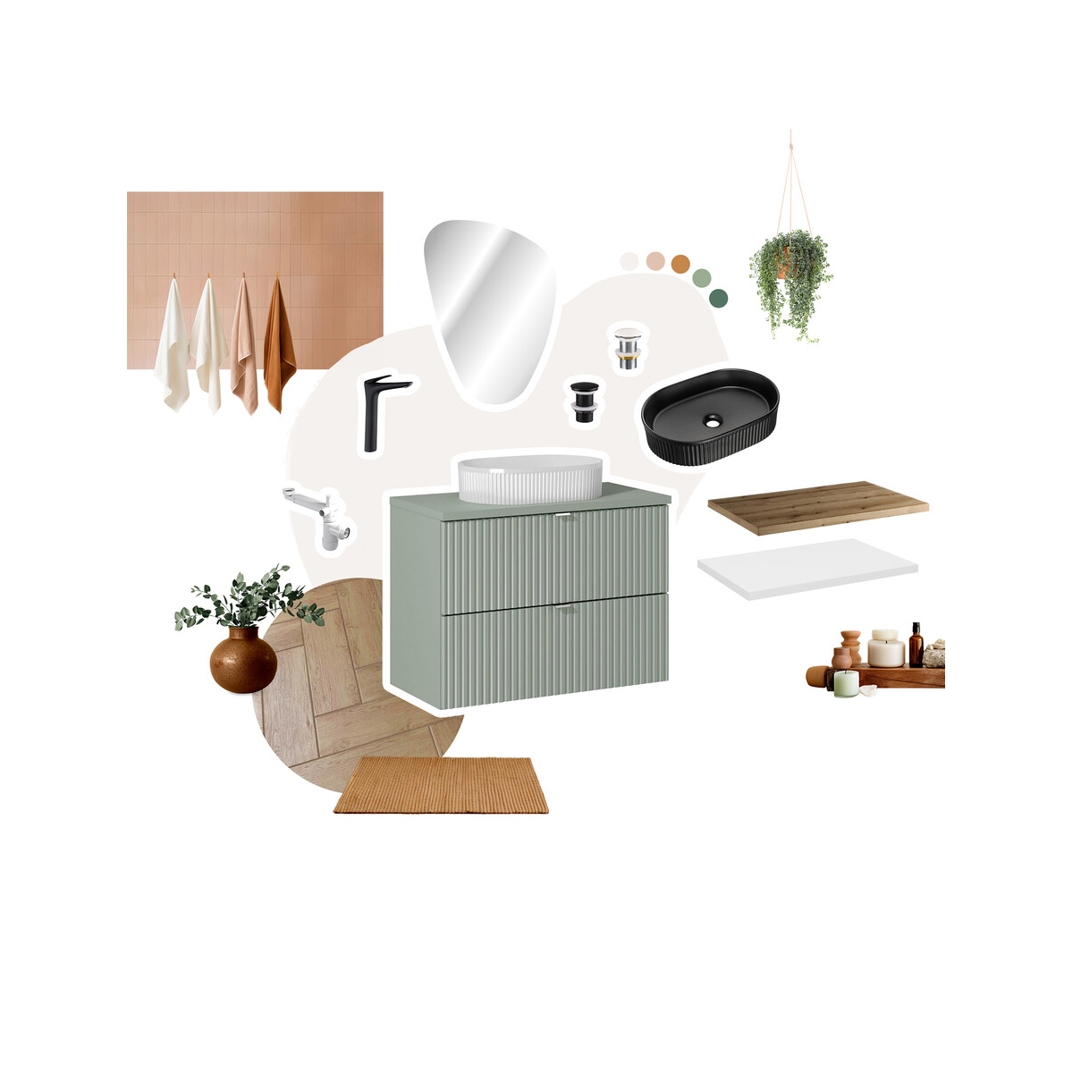 Kõrge vannitoakapp Comad Line Reed Green 30 cm, 2 ust, Reed roheline
