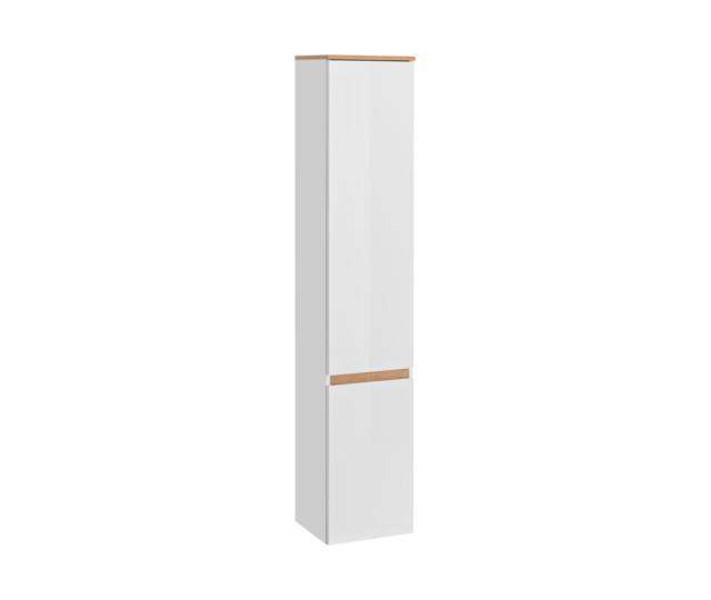 Kõrge vannitoakapp Comad Platinum 35 cm, 2 ust, valge ja Craft-tamm