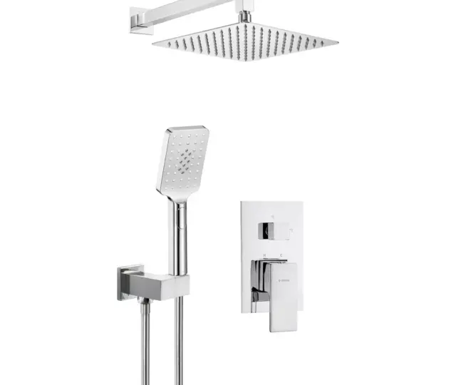 Seinasisese segistiga dušikomplekt koos kandilise 250 × 250 mm üladuši ja 3-režiimilise käsidušiga Deante Anemon Bis, kroom