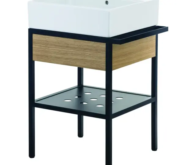 Põrandal seisev valamukonsool Deante Temisto 565x500 mm, must/tamm/valge