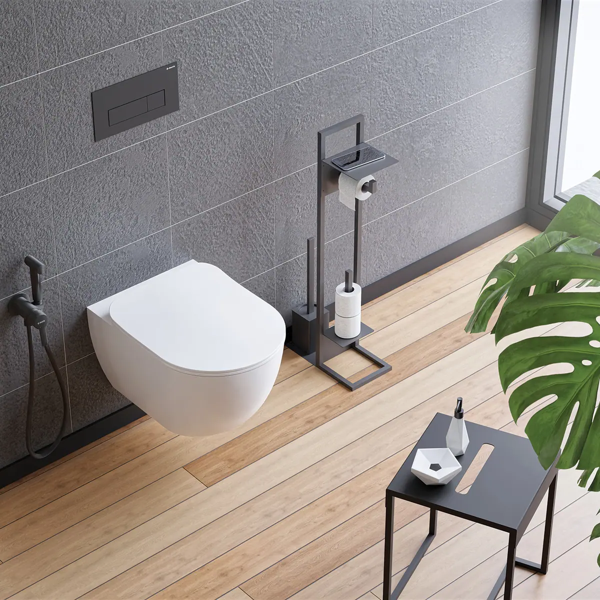 Seinapealne WC-pott prill-lauaga Deante Peonia, valge