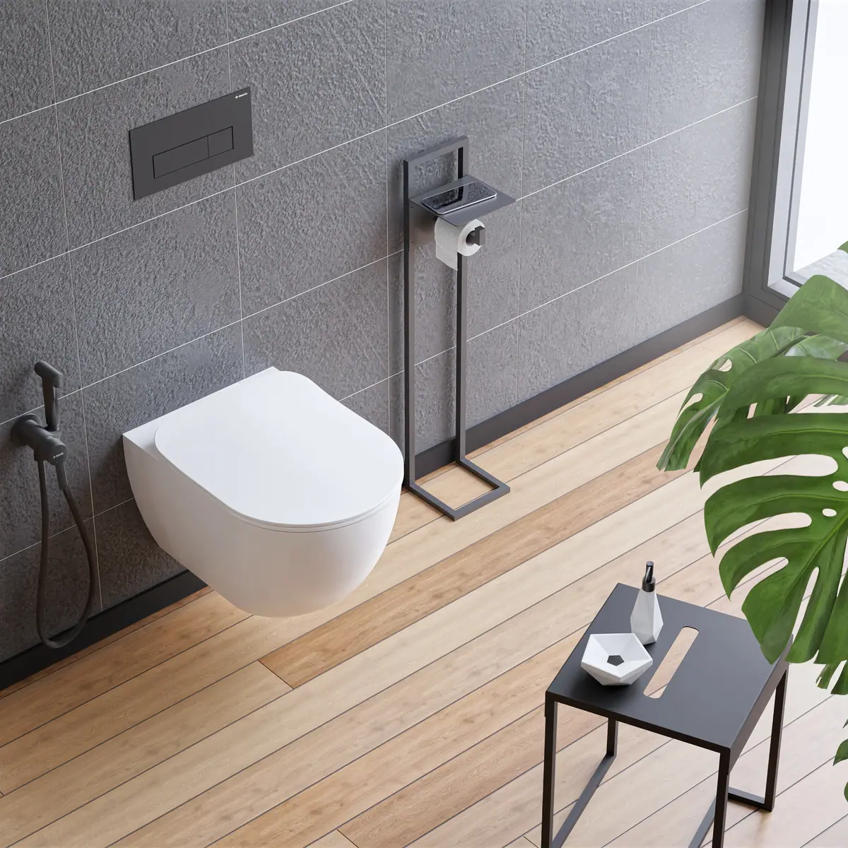 Seinapealne WC-pott prill-lauaga Deante Peonia, valge