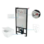 Seinasisene WC-poti komplekt Deante Blur 6-ühes, valge