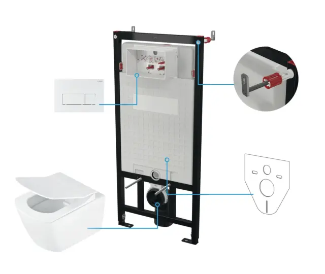 Seinasisene WC-poti komplekt Deante Blur 6-ühes, valge