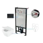 Seinasisene WC-poti komplekt Deante Blur 6-ühes, valge/must