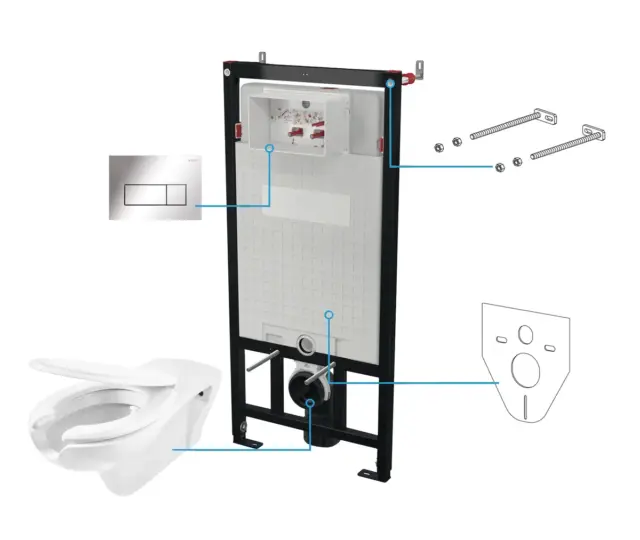 Seinasisene WC-poti komplekt Deante Vital 6-ühes, valge/kroom