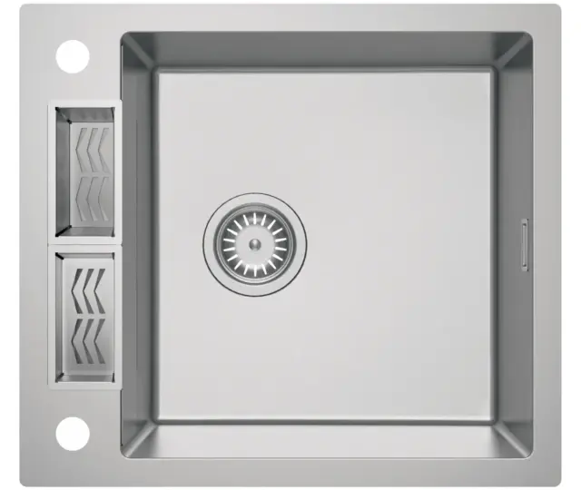 Ühe kraanikausiga roostevabast terasest köögivalamu Deante Magnetic 56 x 50 cm, harjatud teras