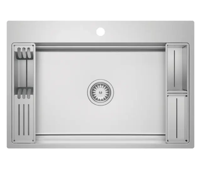 Ühe kraanikausiga roostevabast terasest köögivalamu Deante Magnetic 76 x 52 cm, harjatud teras