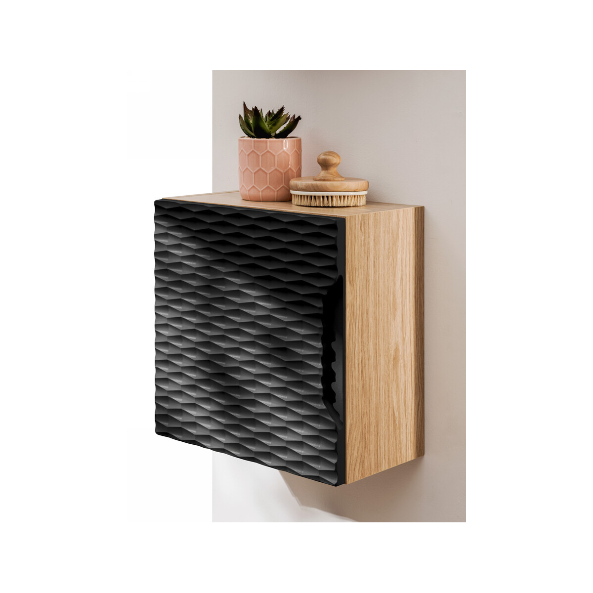 Ülakapp Comad Ocean Black 35 × 35 cm, matt must ja õlitatud tamm