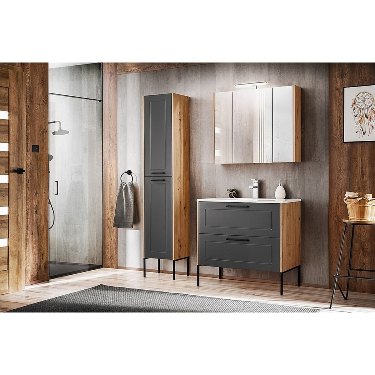 Valamukapp Comad Madera Grey 60 cm, Artisani tamm ja grafiit