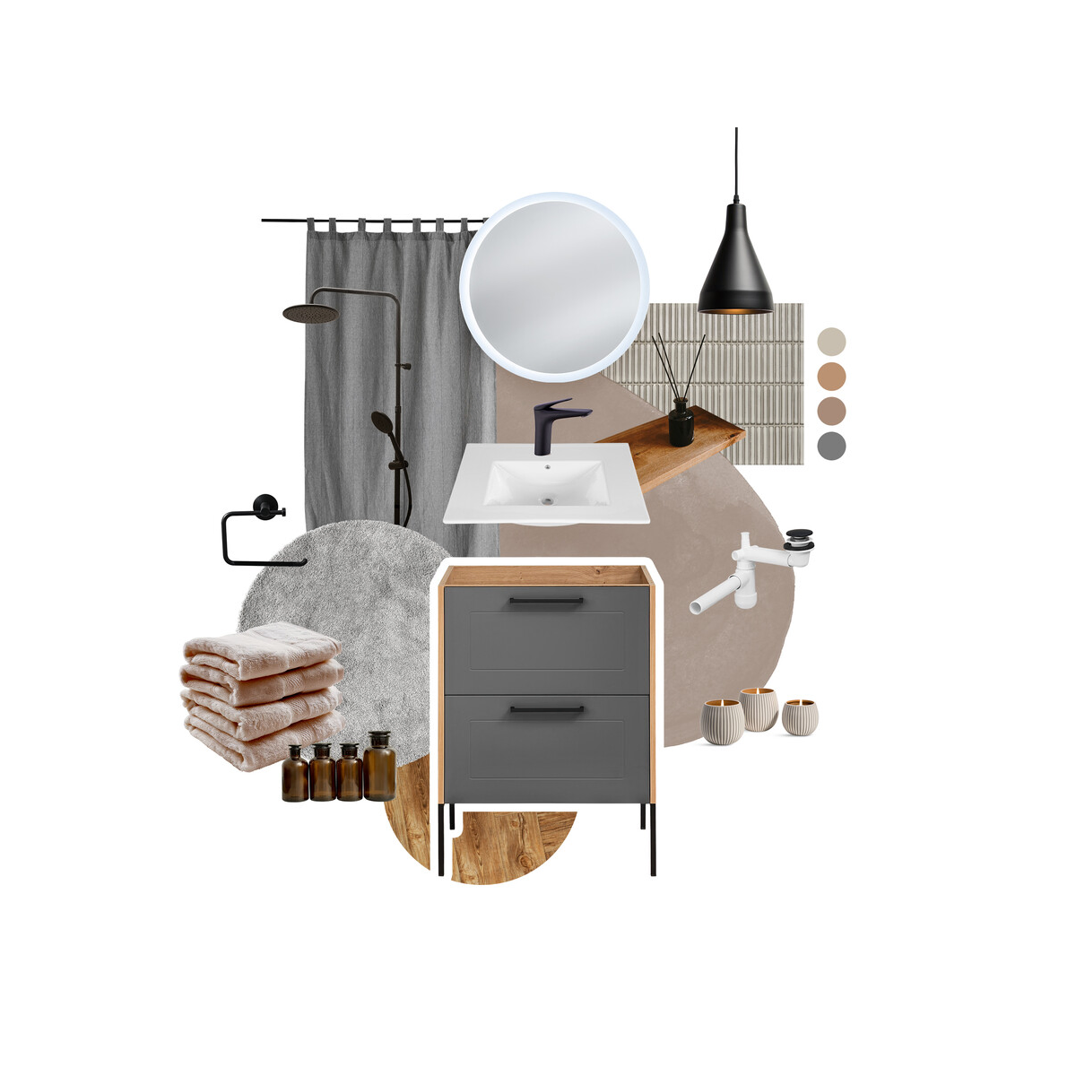 Valamukapp Comad Madera Grey 60 cm, Artisani tamm ja grafiit