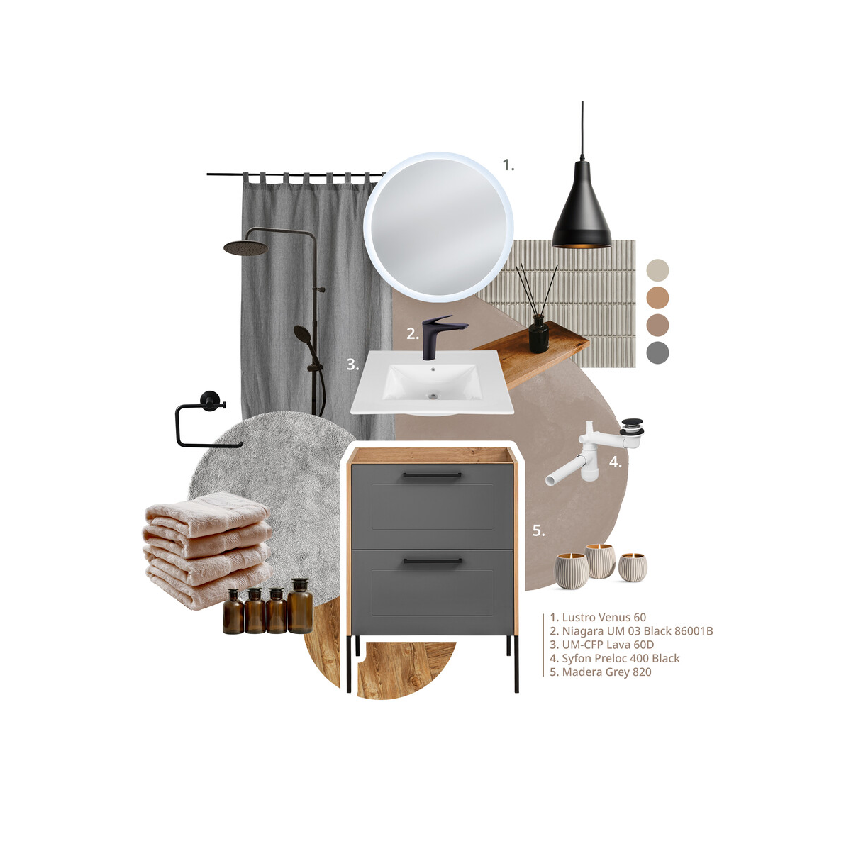 Valamukapp Comad Madera Grey 60 cm, Artisani tamm ja grafiit