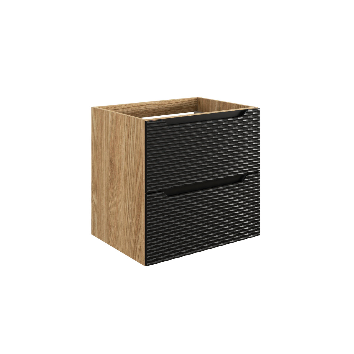 Valamukapp Comad Ocean Black 60 × 57 cm, 2 sahtlit, matt must ja õlitatud tamm