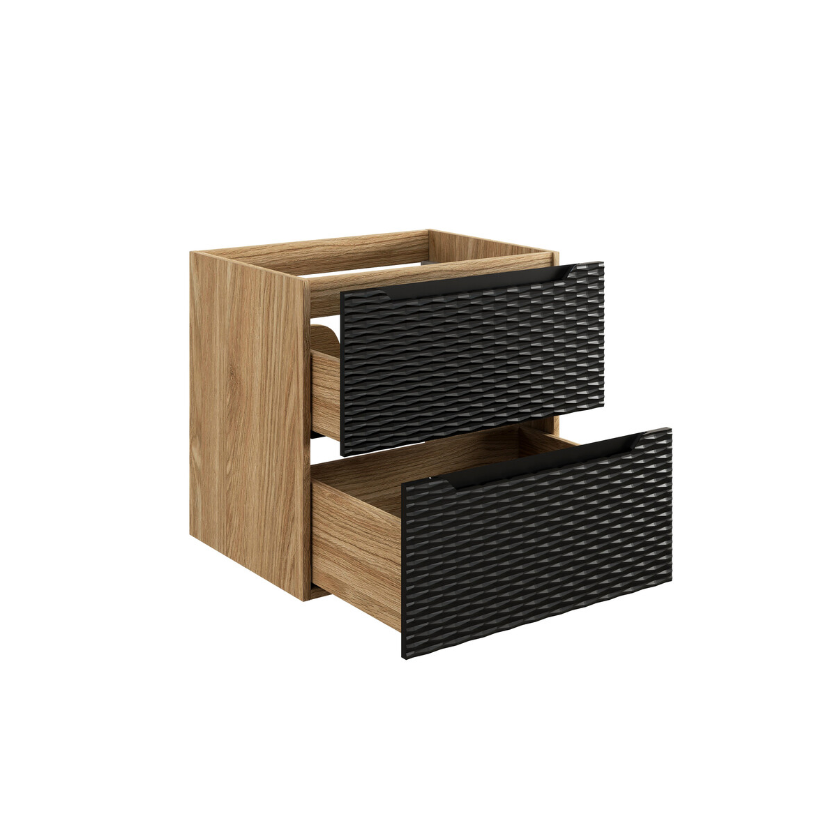 Valamukapp Comad Ocean Black 60 × 57 cm, 2 sahtlit, matt must ja õlitatud tamm