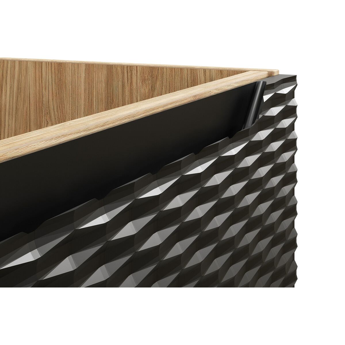Valamukapp Comad Ocean Black 60 × 57 cm, 2 sahtlit, matt must ja õlitatud tamm