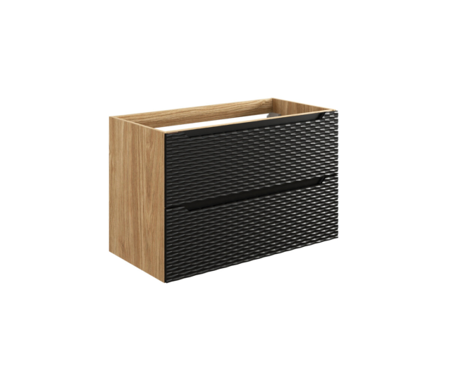 Valamukapp Comad Ocean Black 90 cm, matt must ja õlitatud tamm