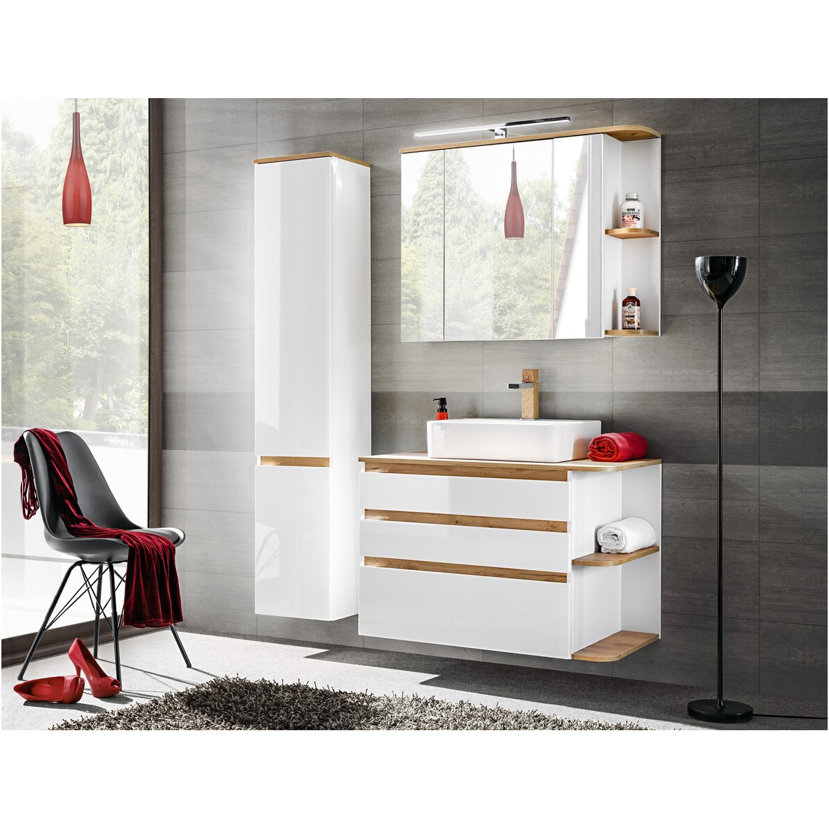 Valamukapp Comad Platinum 94 cm, valge ja Craft-tamm